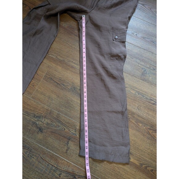 ZARA NEW Semi Sheer Cargo Brown Pants Medium - Picture 8 of 10